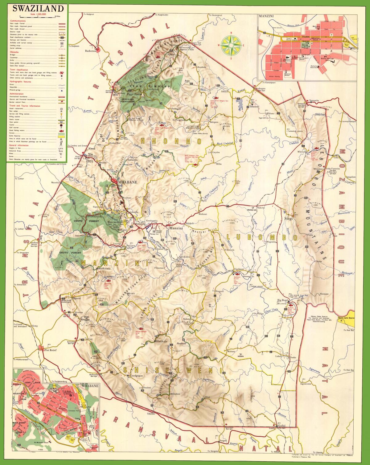 Mapa Svazijsko podrobné