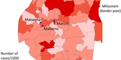 Mapa Svazijsko malárie